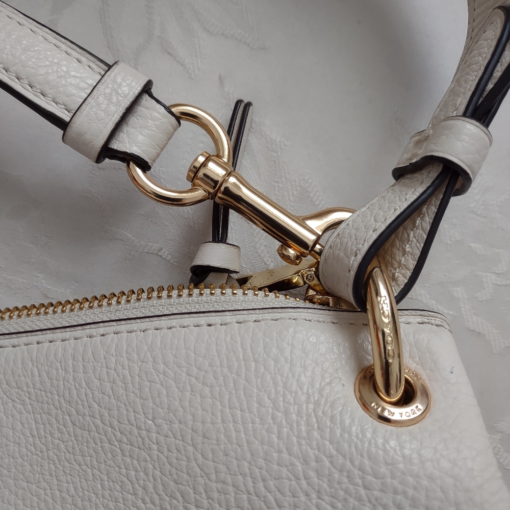 Coach chalk gold Remi refined pebble leather hobo crossbody bag - Picture 10 of 15